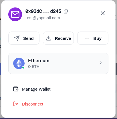 Abstraxn wallet modal with full wallet management interface